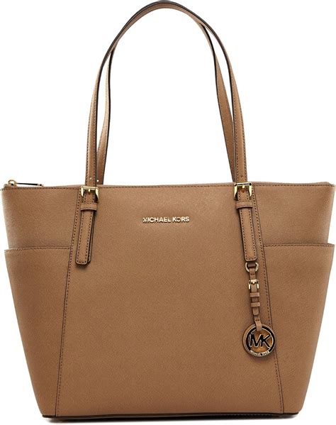 michael michael kors women's jet set large top-zip leather tote|Michael Kors jet set.